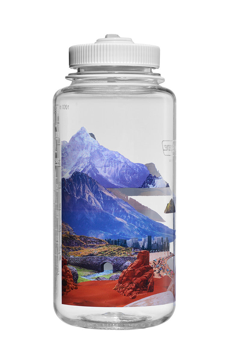 Nalgene 32oz Wide Mouth Sustain Bottle Mixed Landscapes surrealist print - right view