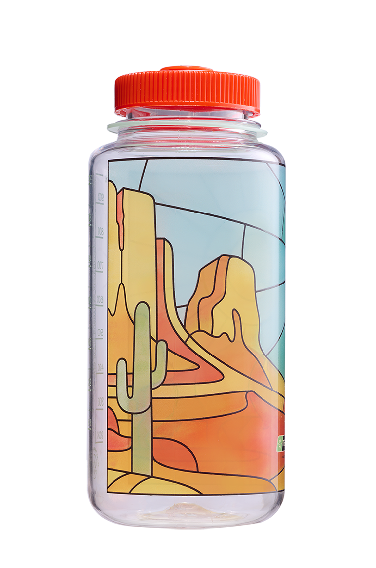 Nalgene 32oz Wide Mouth Sustain Bottle Stained Glass Desert print - right view