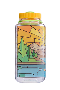 Nalgene 32oz Wide Mouth Sustain Bottle Stained Glass River print - right view