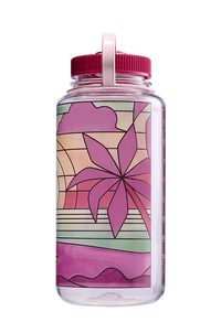 Nalgene 32oz Wide Mouth Sustain Bottle Stained Glass Sunset print - left view