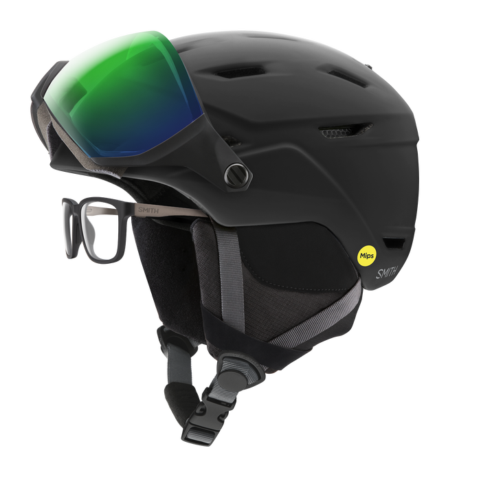 Smith Survey MIPS Ski & Snowboard Helmet - Matte Black + ChromaPop Everyday Green Mirror