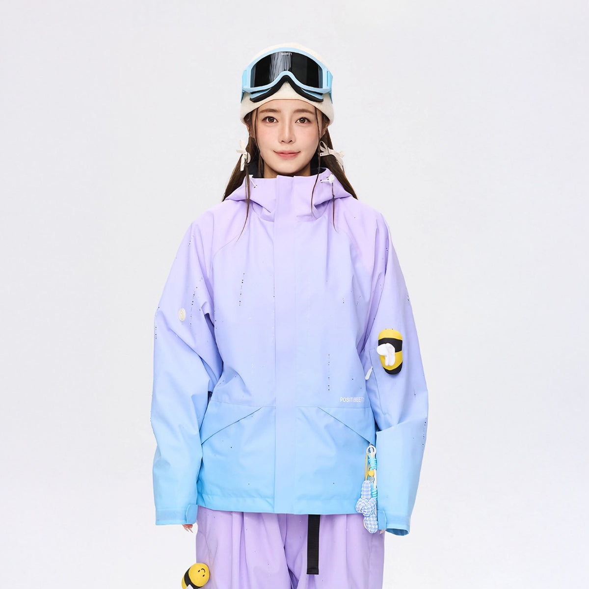Positibeety Detachable Bee Patch Rhinestone Gradient Edition 3L Snow Jacket - Women's