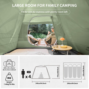 Naturehike Upf 50+ Ango Pop Up Tent For 4 Men (With Hall Pole)