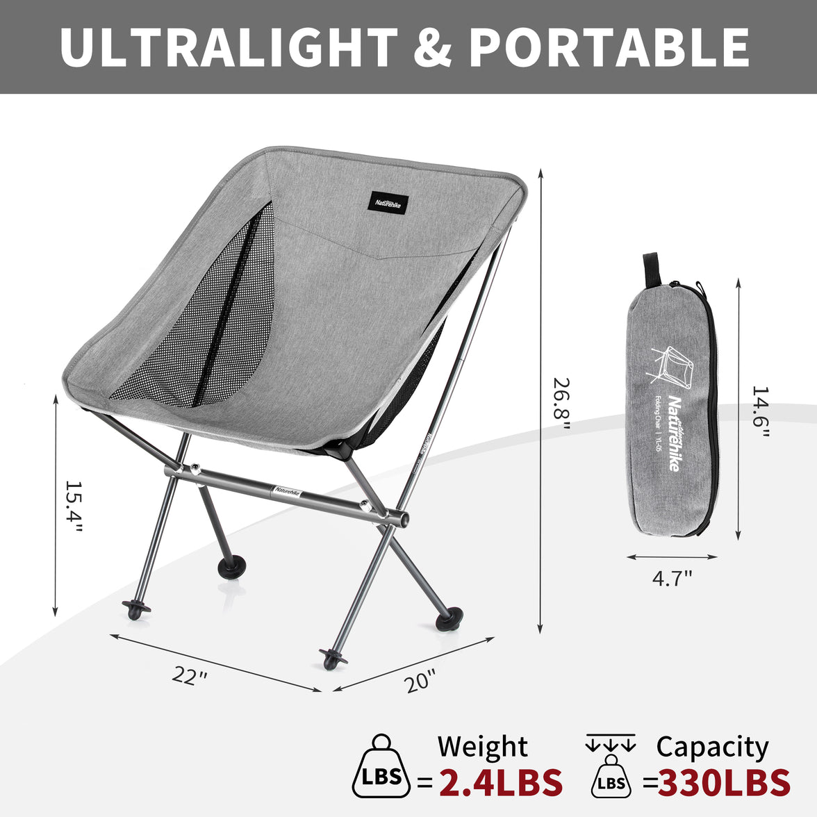 Naturehike YL05 Alu Folding Moon Chair Grey