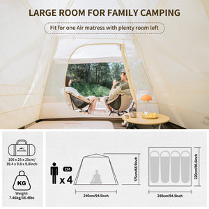 Naturehike Upf 50+ Ango Pop Up Tent For 4 Men (With Hall Pole)