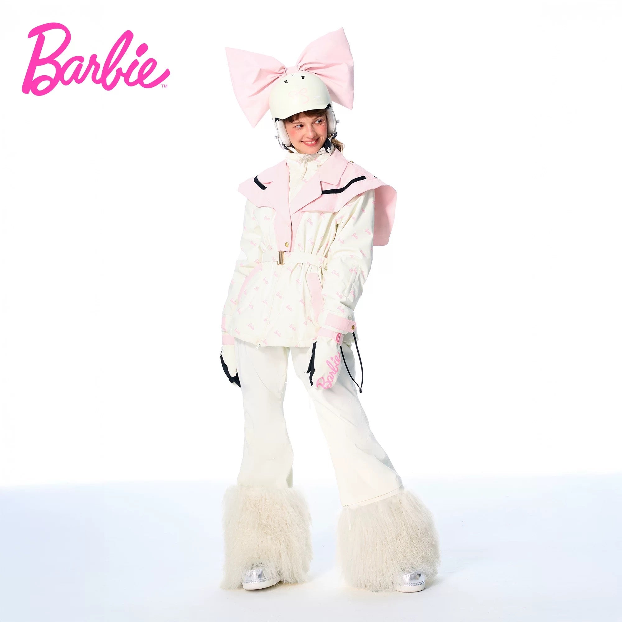 BCG Barbie Limited Edition Pink Heart Belted Ski Jacket