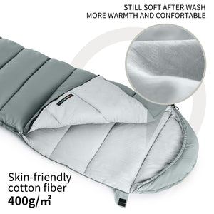 Naturehike Warmy Square With Hat Warming Cotton Sleeping Bag M400 Grey