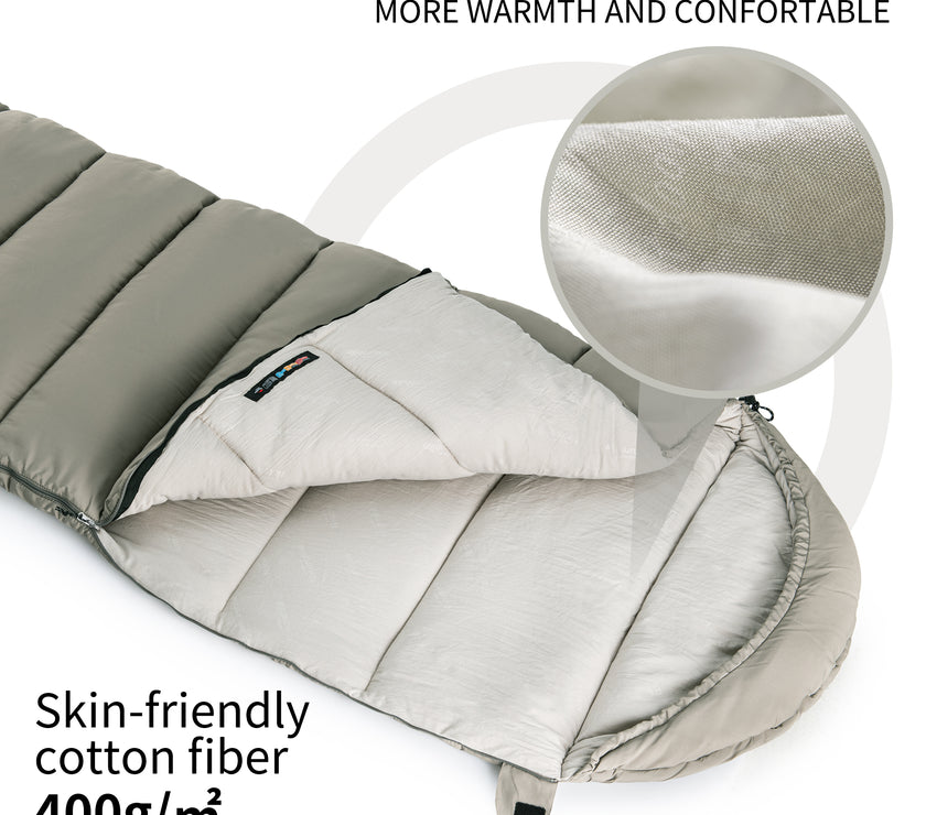 Naturehike Warmy Square With Hat Warming Cotton Sleeping Bag M400 Green