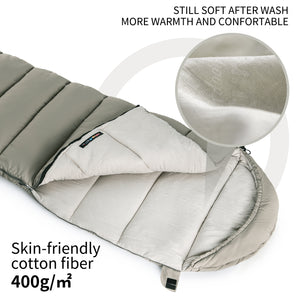 Naturehike Warmy Square With Hat Warming Cotton Sleeping Bag M400 Green