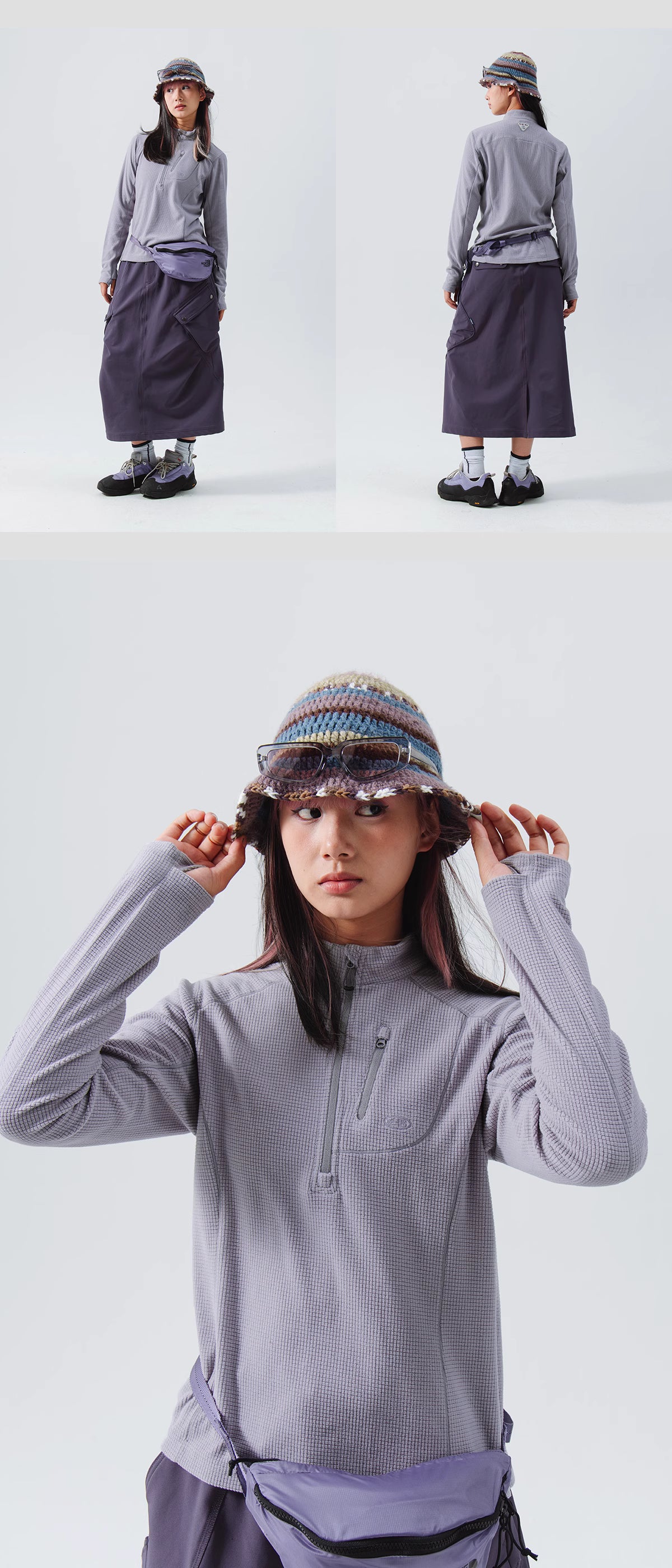 Blue Checkered Fleece Half-Zip Sweater