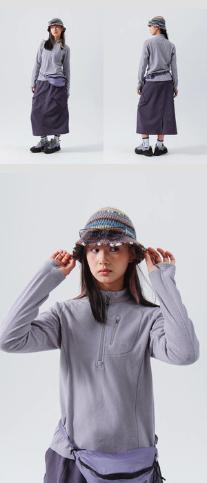 Blue Checkered Fleece Half-Zip Sweater