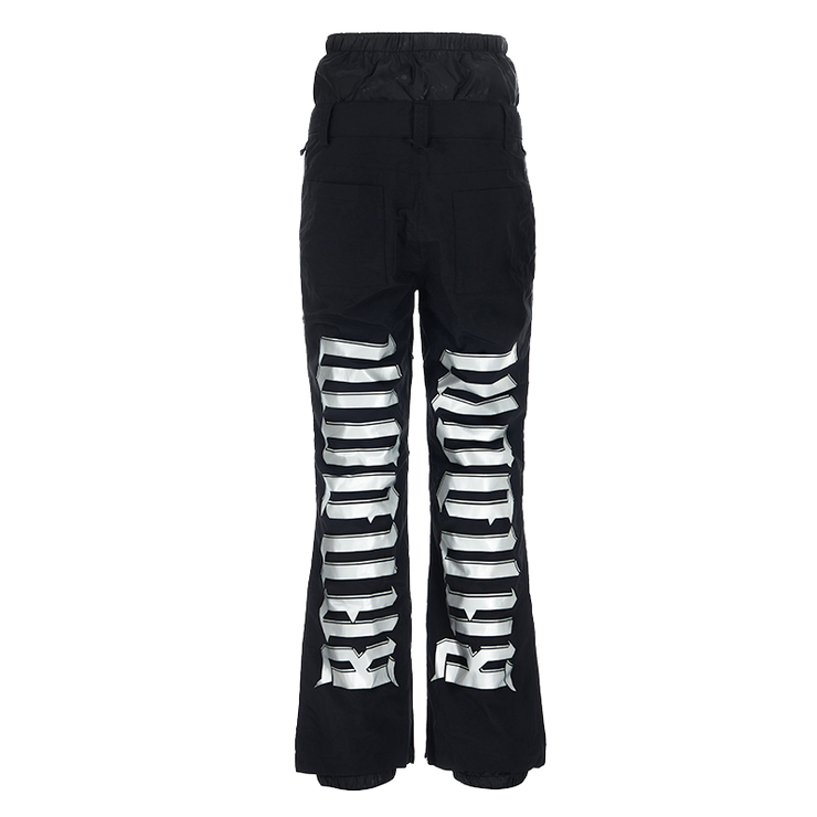 Randompow Signature Reflective Print Regular Fit Snow Pants Black - Unisex