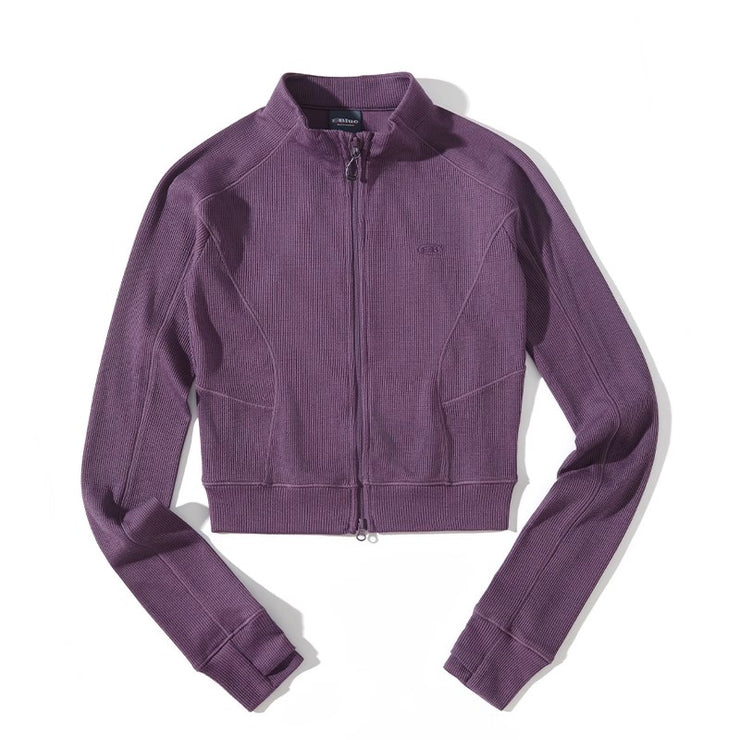 Blue Wool Waffle-Knit Women's Cardigan