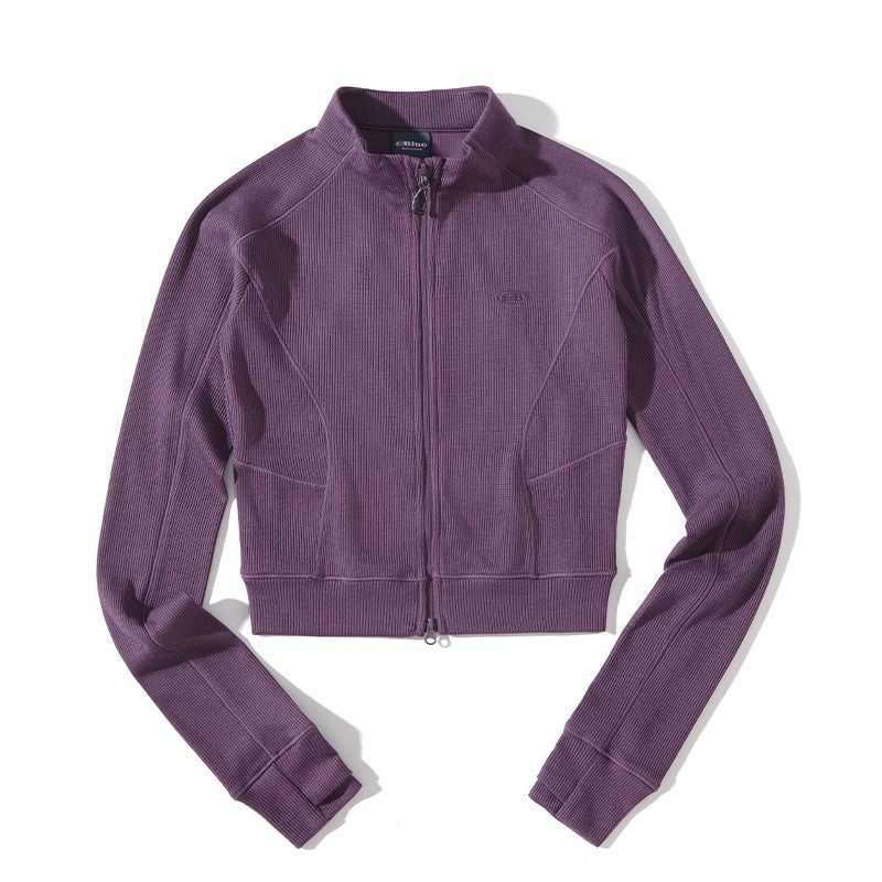 Blue Wool Waffle-Knit Women's Cardigan