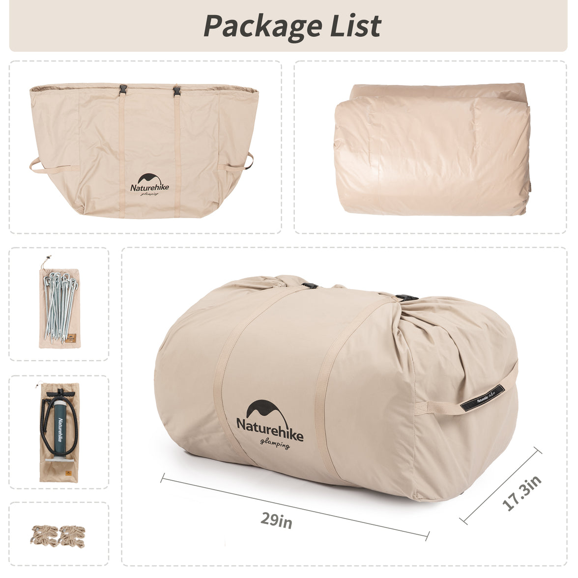 Naturehike Gen Air 12 Cotton Inflatable Tent Khaki
