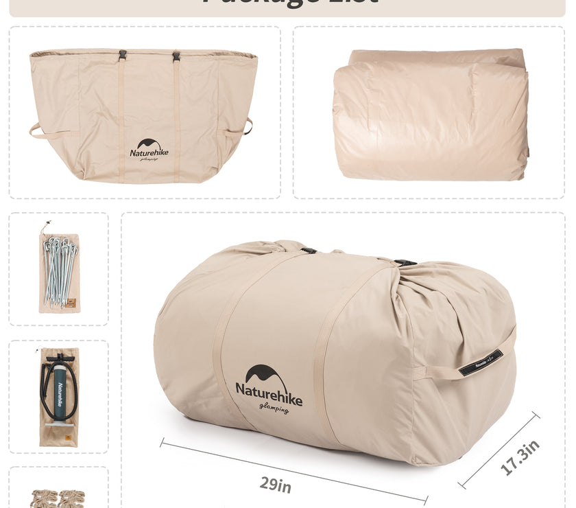 Naturehike Gen Air 12 Cotton Inflatable Tent Khaki