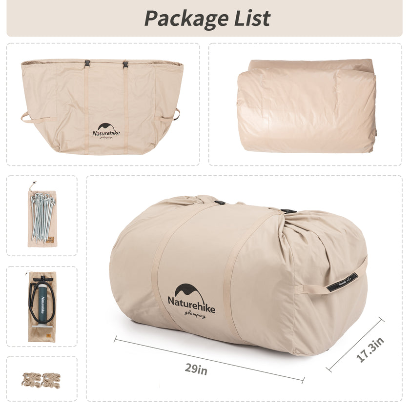 Naturehike Gen Air 12 Cotton Inflatable Tent Khaki