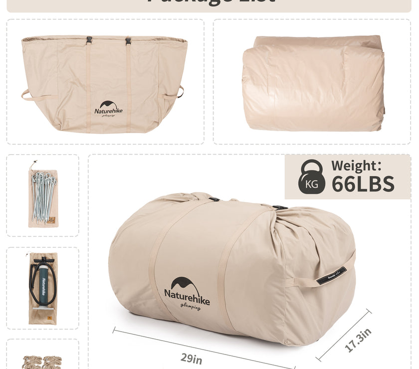 Naturehike Gen Air 12 Cotton Inflatable Tent Khaki