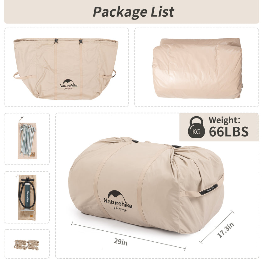 Naturehike Gen Air 12 Cotton Inflatable Tent Khaki