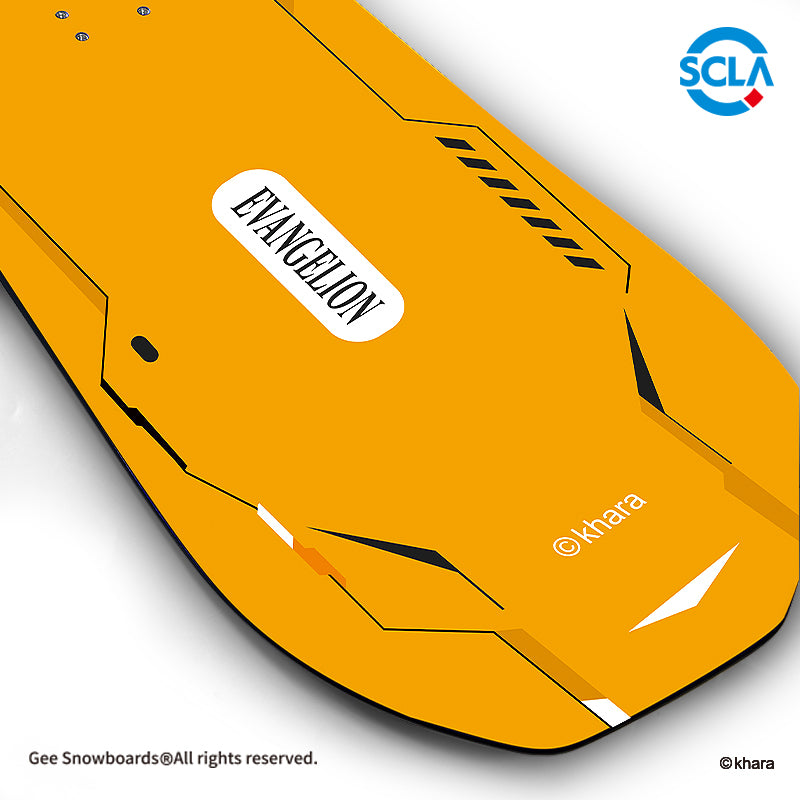 Gee Snowboards × Evangelion Unit-00 Snowboard — tail detail: EVANGELION logo