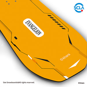 Gee Snowboards × Evangelion Unit-00 Snowboard — tail detail: EVANGELION logo