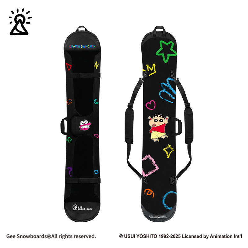 Gee Snowboards × Crayon Shin-chan Pixel Backyard Snowboard Sleeve — official product image