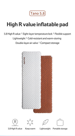 Naturehike Tuye 5.8 Ultra Light Inflatable Mummy Sleeping Pad Carbon Silver