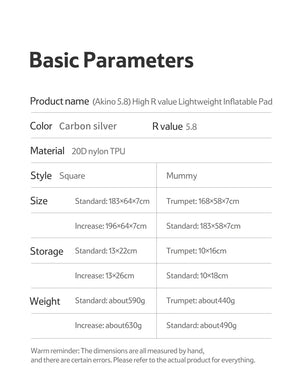 Naturehike Tuye 5.8 Ultra Light Inflatable Mummy Sleeping Pad Carbon Silver