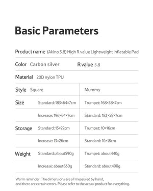 Naturehike Tuye 5.8 Ultra Light Inflatable Mummy Sleeping Pad Carbon Silver