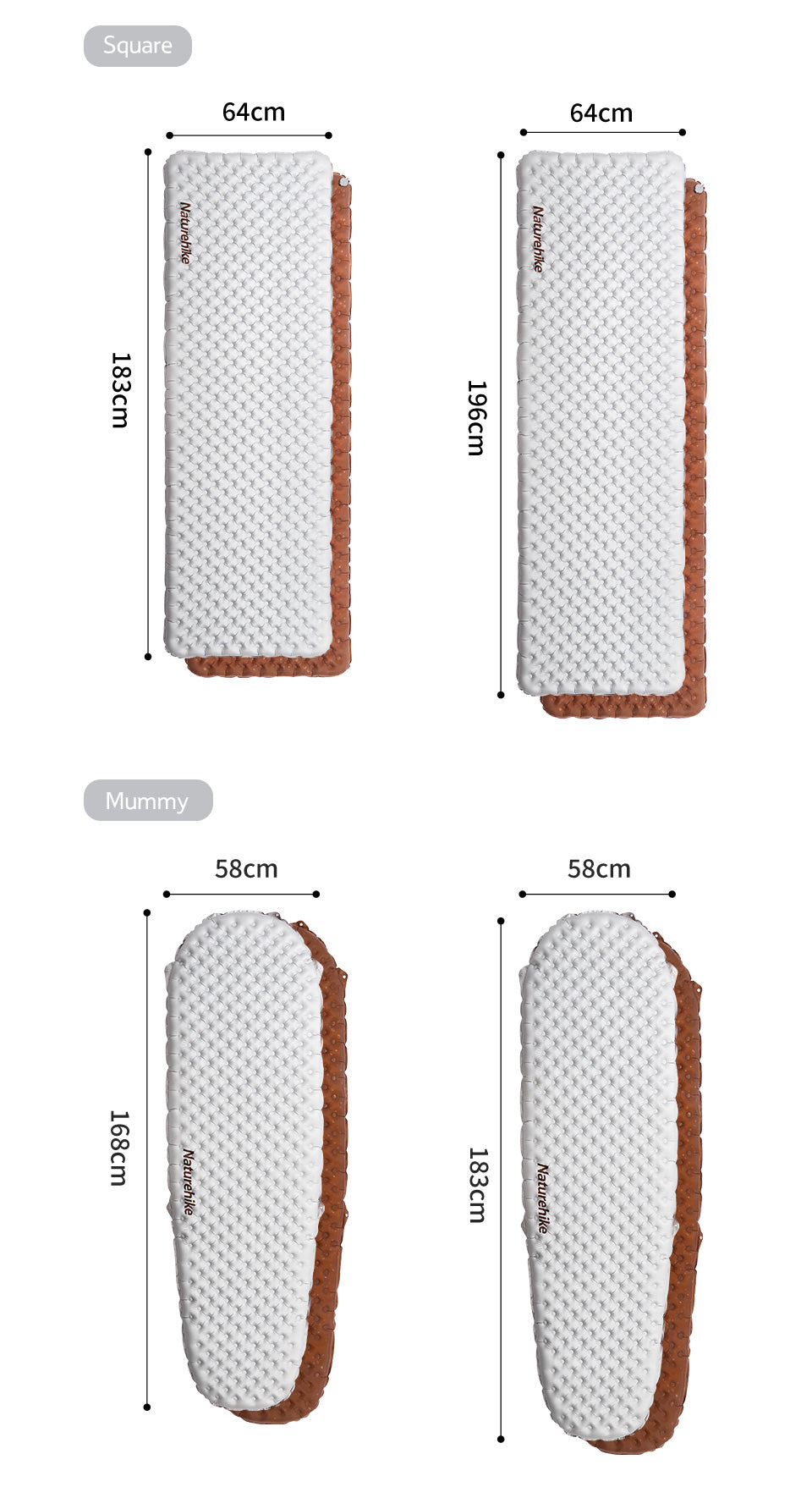 Naturehike Tuye 5.8 Ultra Light Inflatable Mummy Sleeping Pad Carbon Silver