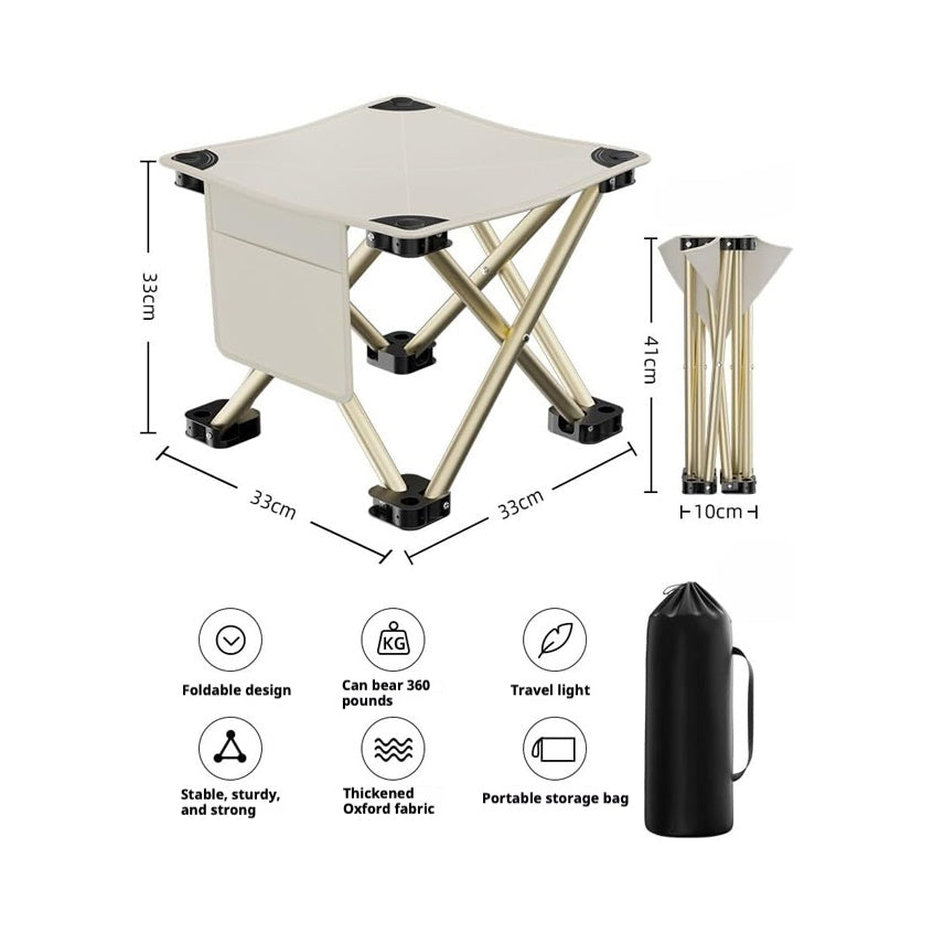 Outdoor Picnic Foldable Stool Camping Chair - Black【Borderline Selection】