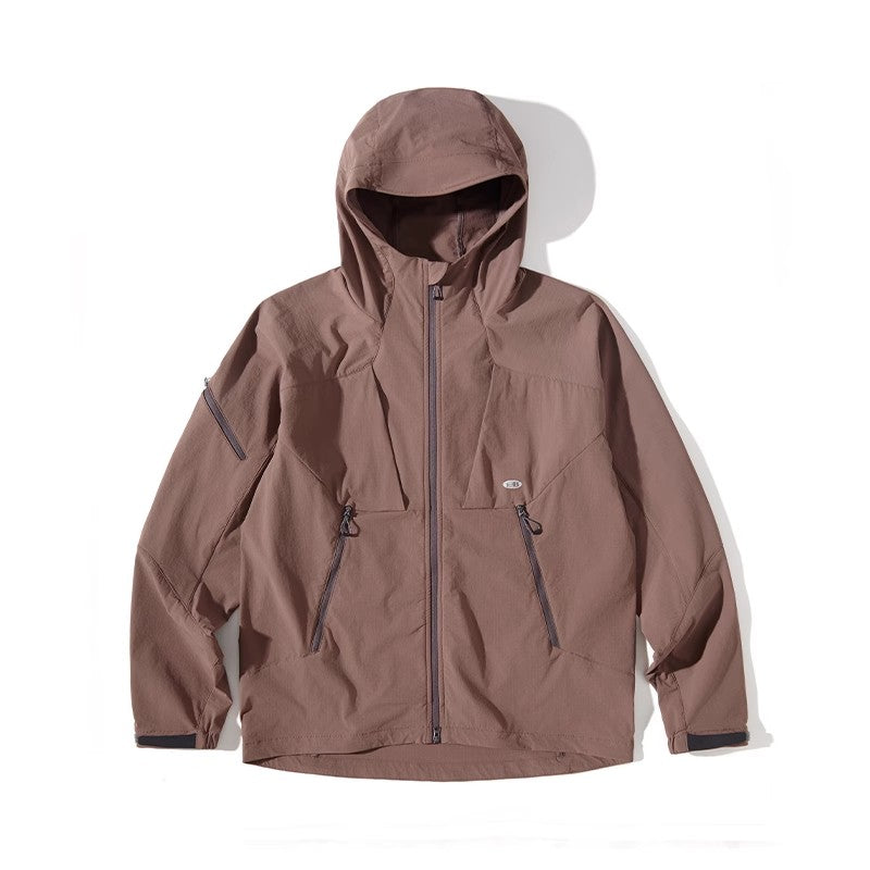 Blue Structured Soft-Shell Hooded Jacket