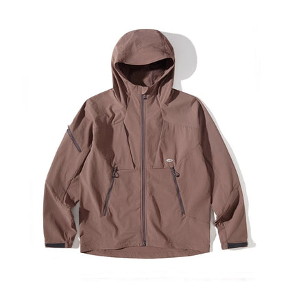 Blue Structured Soft-Shell Hooded Jacket