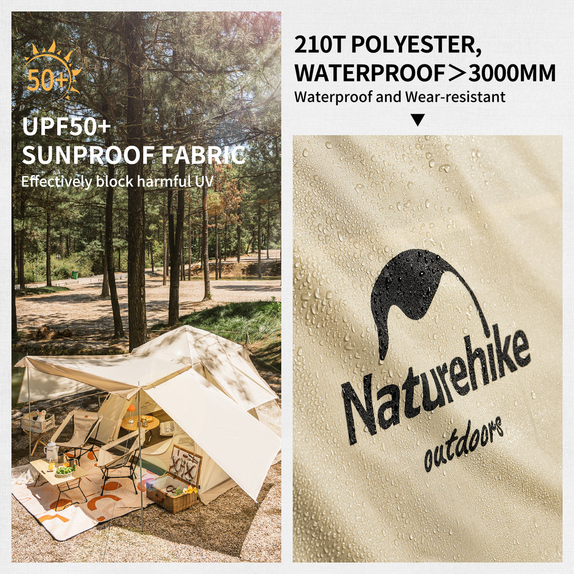 Naturehike Upf 50+ Ango Pop Up Tent For 4 Men (With Hall Pole)