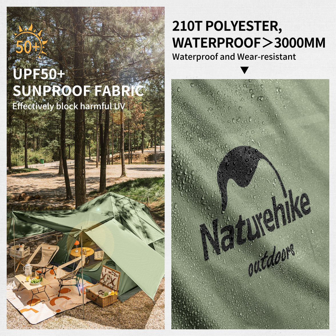 Naturehike Upf 50+ Ango Pop Up Tent For 4 Men (With Hall Pole)