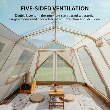 Naturehike Village 13 Gen 2 Quick Open Tent Brown/Tiblack(Ultimate Edition)