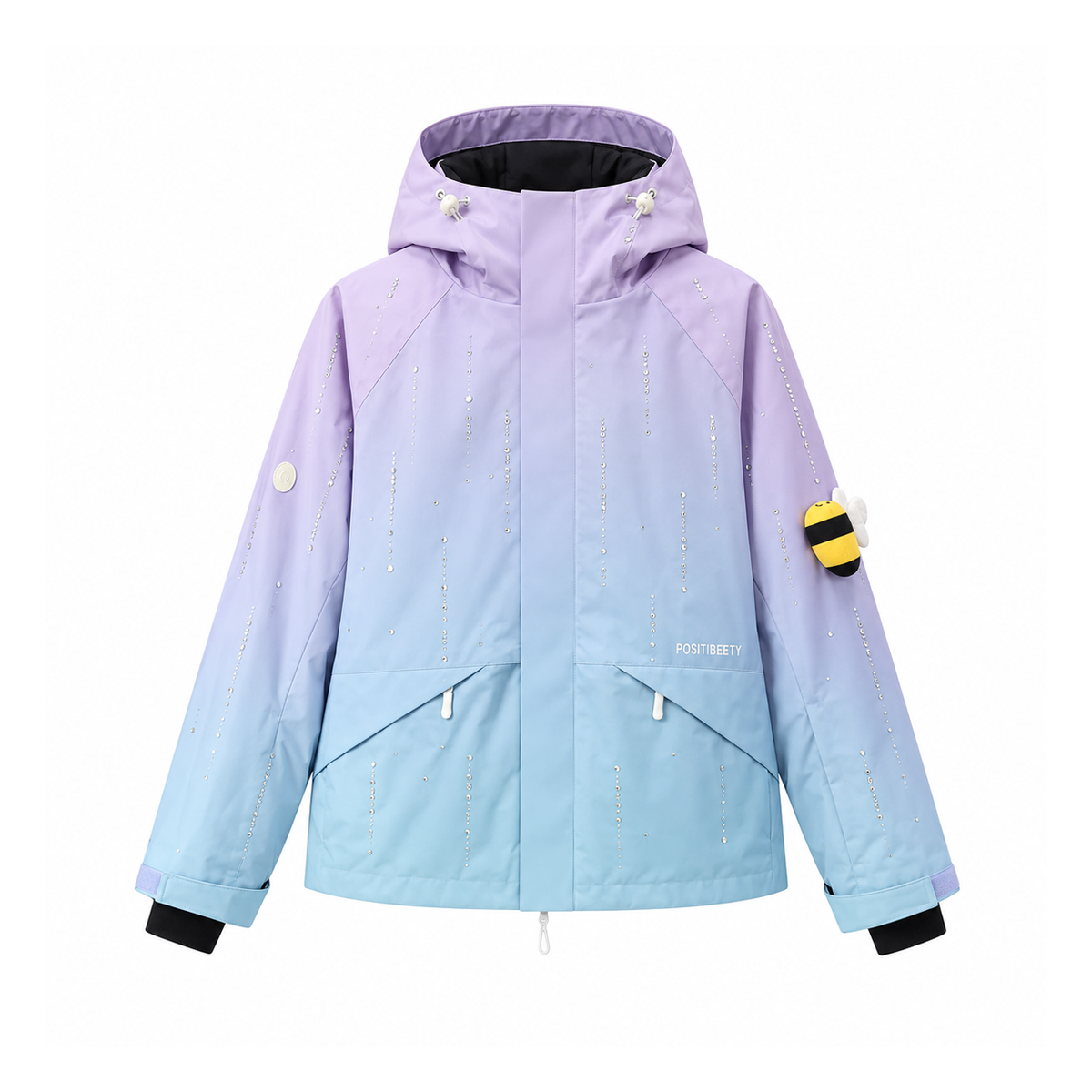 Positibeety Detachable Bee Patch Rhinestone Gradient Edition 3L Snow Jacket - Women's
