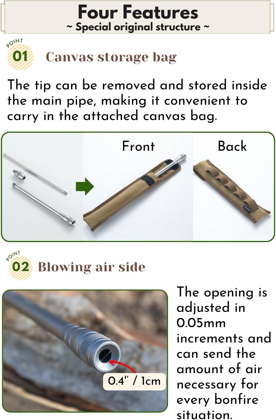 Camping Moon MS-43 Fire Blowing Stick Split Type Compact Fire Starter 2026
