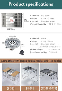 Camping Moon CK-25PG Canister Top Stove Plate Stainless Steel Frame IGT Table Top 2026