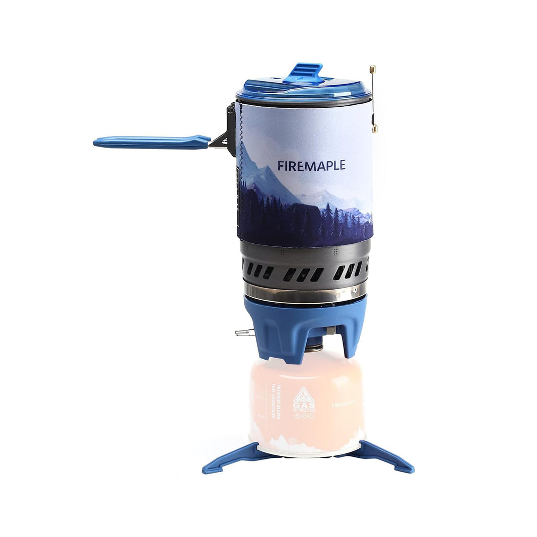 Blue Fire Maple STAR X5 Polaris Pressure-Regulator Cooking System with a foldable design, on a white background.