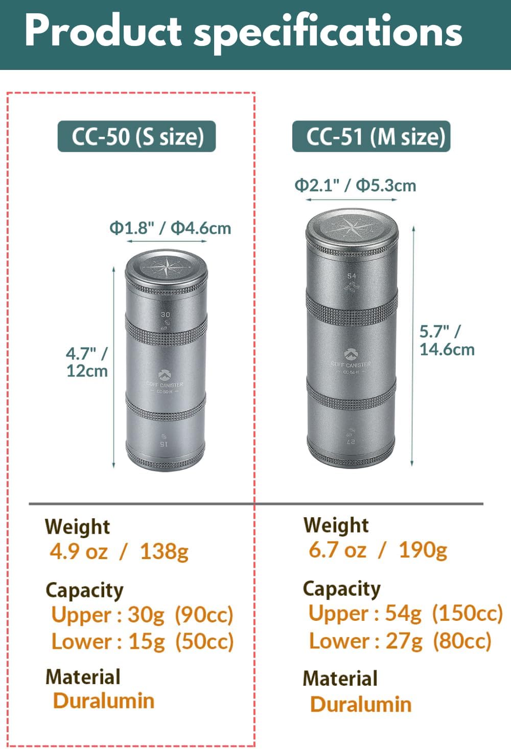 Campingmoon Coffee Beans Case CC-50-H
