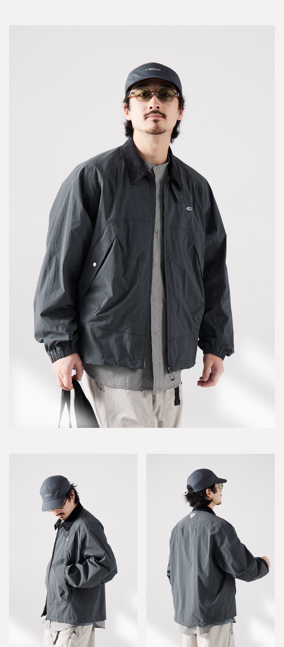 Blue Large Pocket Lapel Jacket