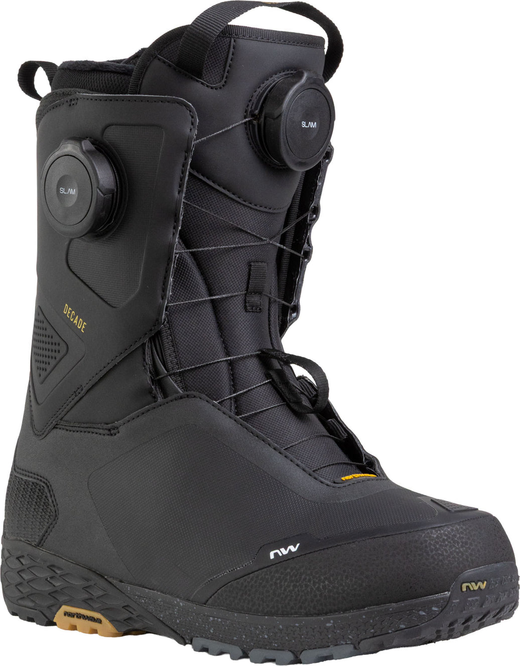 Northwave Drake Decade SL.AM Wide Snowboard Boots — Black, front three-quarter