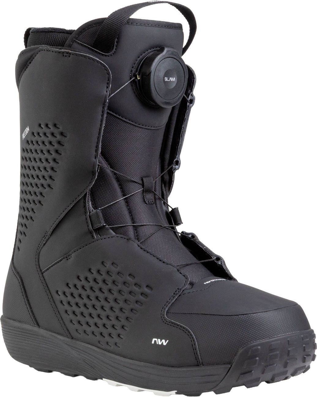 Northwave Drake Freedom SL.AM Snowboard Boots — Black, front three-quarter