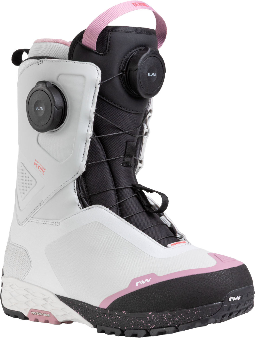 Northwave Drake Devine SL.AM Snowboard Boots — Light Grey, front three-quarter