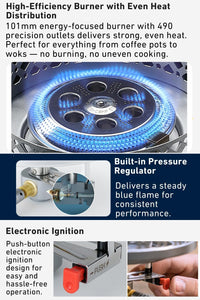 Camping Moon CK-25PG Canister Top Stove Plate Stainless Steel Frame IGT Table Top 2026
