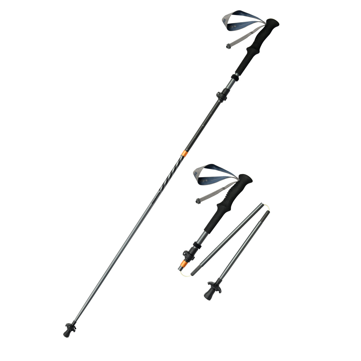 Naturehike Chang Feng UL - Carbon And Aluminum Five-Section Adjustable Folding Trekking Pole Grey