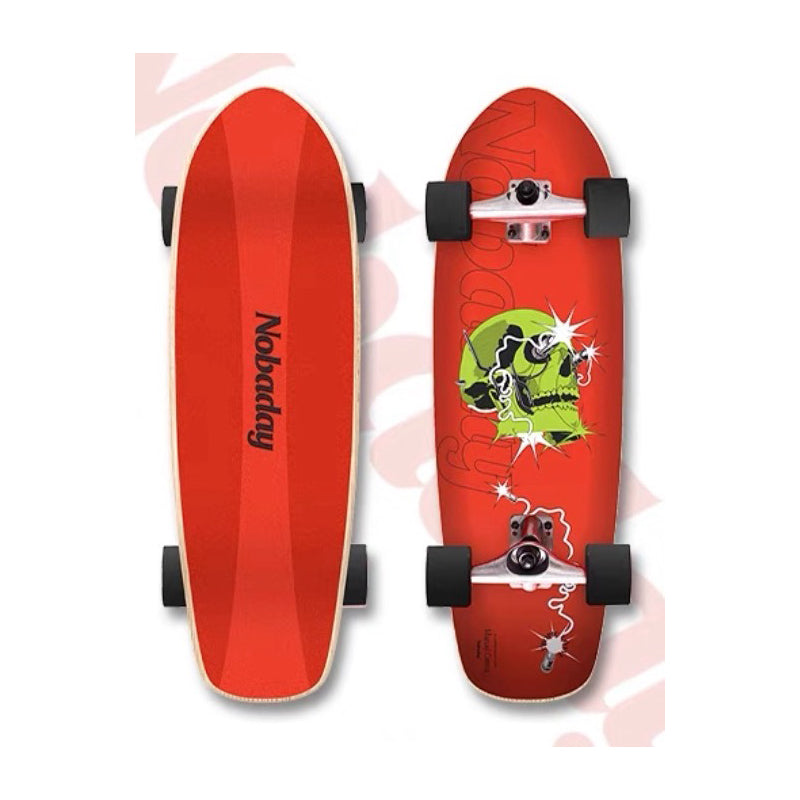 Nobaday 32 Inch Surf Skateboard - Seek Skull