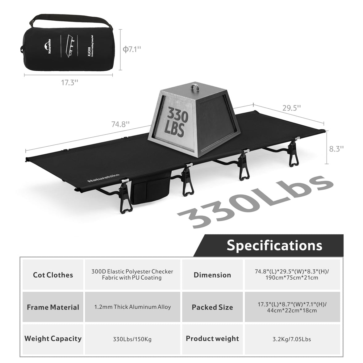 Naturehike XJC08 Greenfield Outdoor Folding Camp Bed