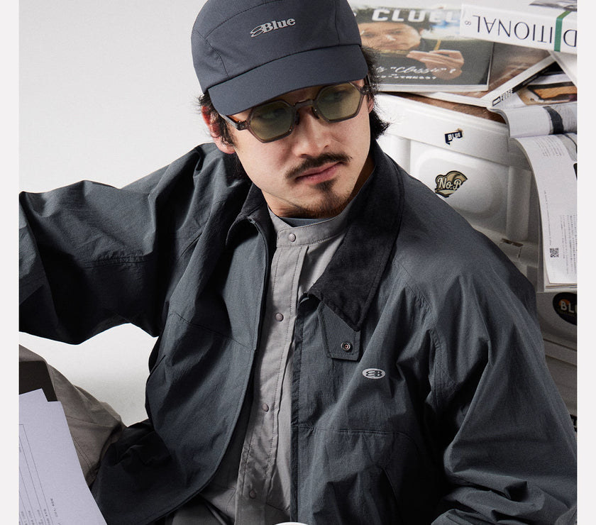 Blue Large Pocket Lapel Jacket